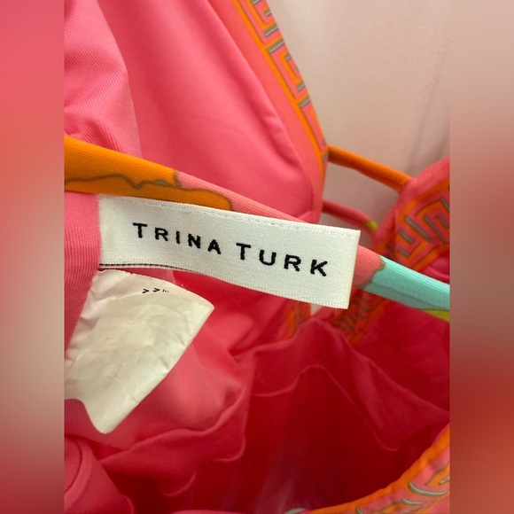 Women’s Trina Turk One Playa De Flor Plunging Piece Swimsuit Sz 12 Summer Beach - Picture 7 of 8